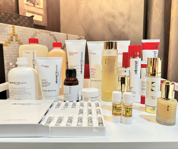 A range of Cellcosmet skincare products used for treatments